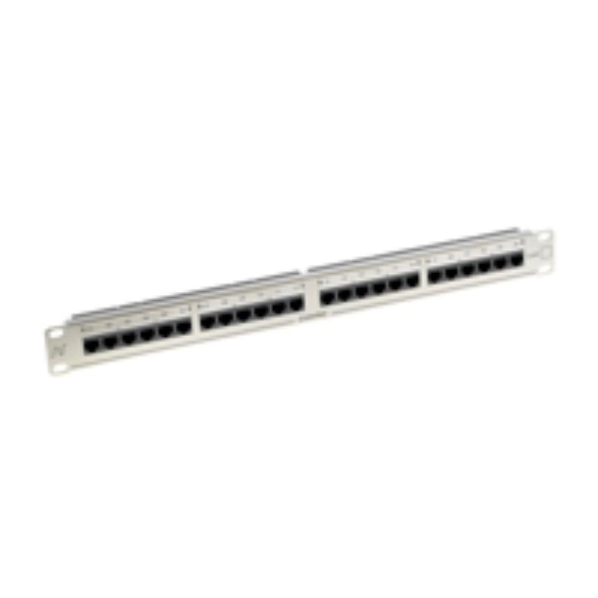 N424.600 Panneau de brassage Essential-6 1HU 24 ports Cat 6, connexion arrière, blanc