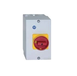 194E-Y25-1753-6N Interrupteur de déconnexion, fermé, 25A, 500VAC, 3P, bouton rouge/jaune